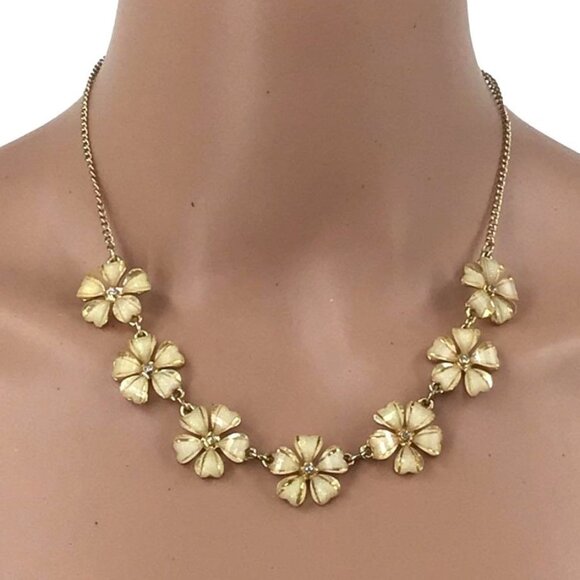 The Limited Necklace Flower Statement Cream Sparkle Rhinestone Accents - Picture 1 of 3